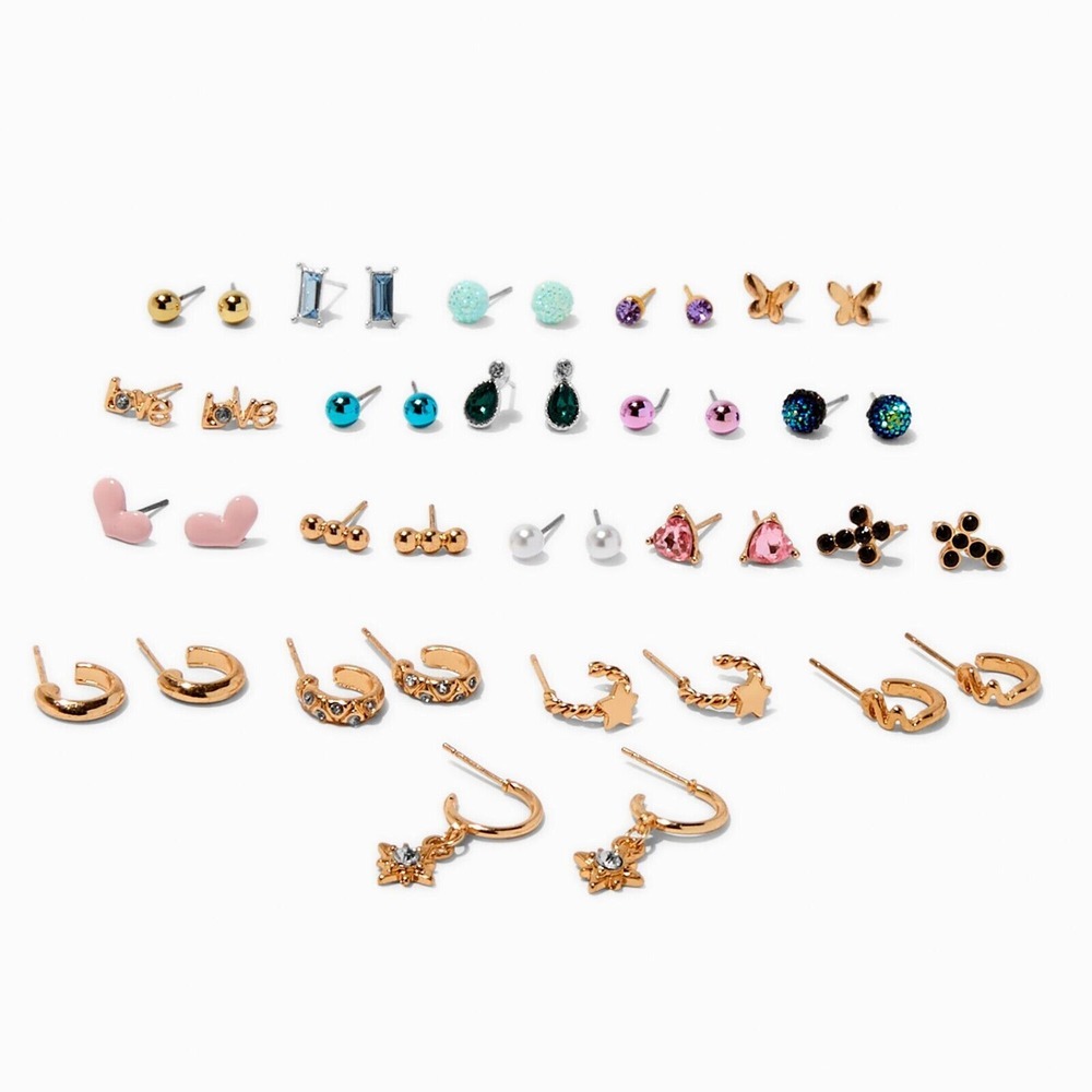 Gold-tone Mood Earring Stackables Set - 20 Pack‎